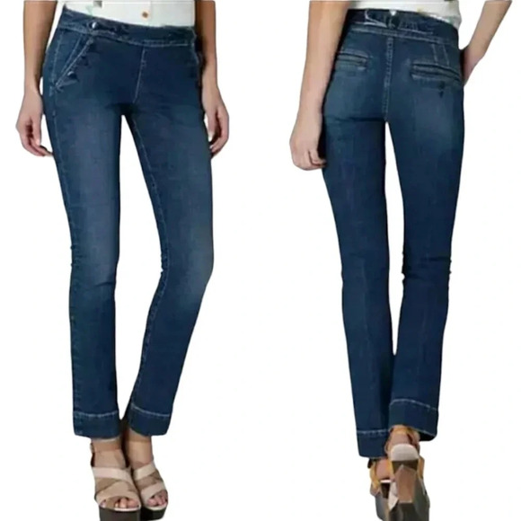 Pilcro Anthropologie Sailor Jeans Slim Straight Ankle Dark Wash Denim - Picture 2 of 10